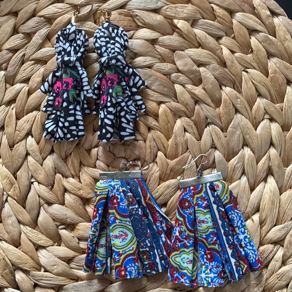 🪩4 for $25. Set of fun handmade lightweight fabric earrings